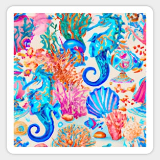 Seahorses and coral reef Sticker